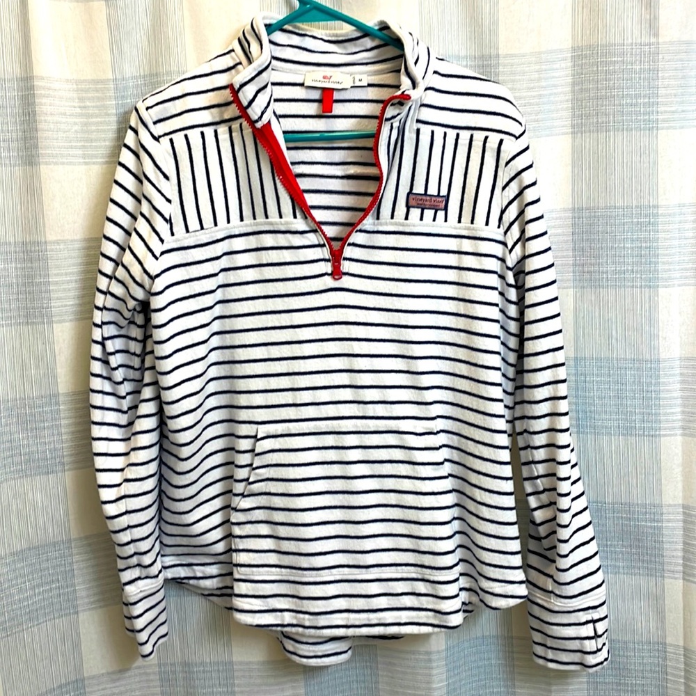Vineyard Vines Navy and White Striped Sweater